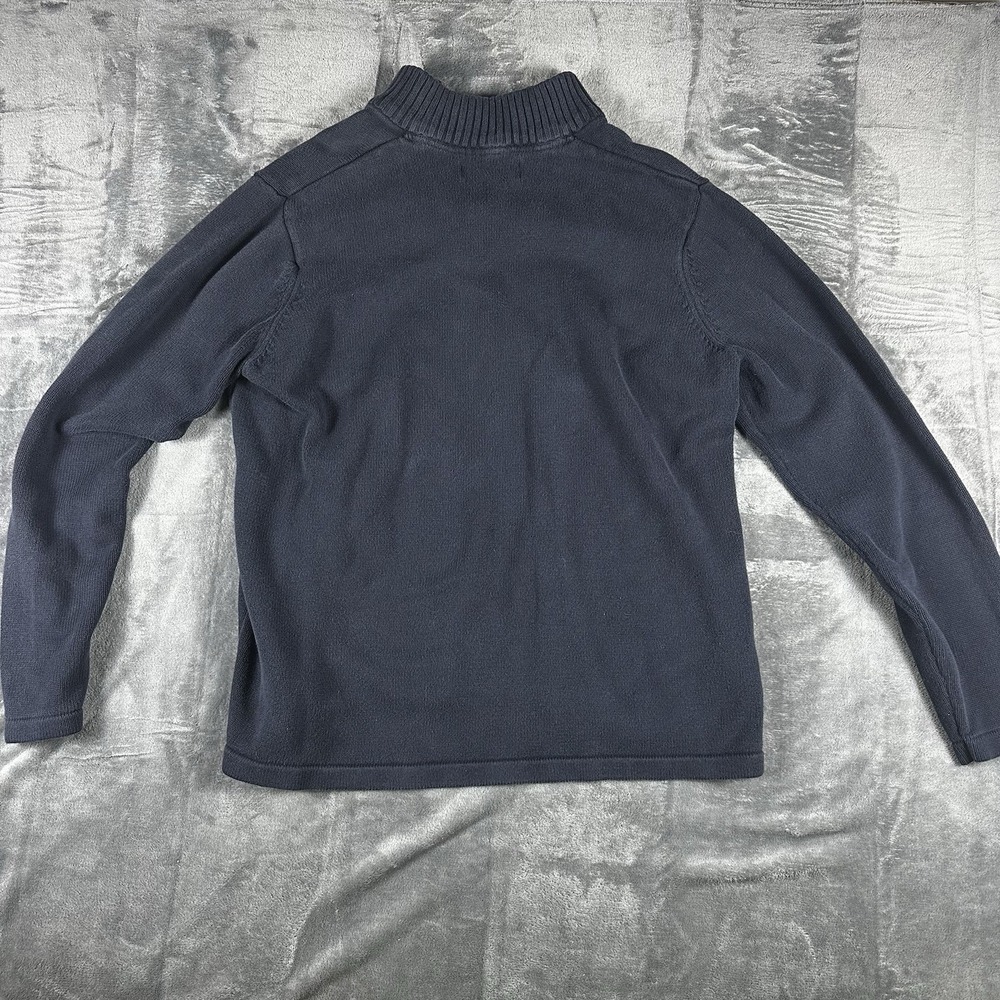 Eddie Bauer Mens 2XL Navy Quarter Zip Sweater Pullover Striped Cotton Blend - Picture 7 of 7